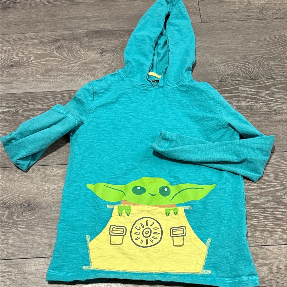 Star Wars Teal Hooded Kids Sweatshirt with Green Baby Yoda Graphic
